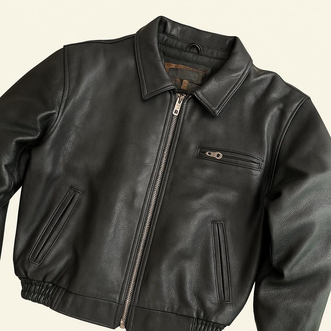 ジャケット・アウター Vintage Black Lamb Leather Half Ccat L Vintage 1980s Thick Cowhide Leather Jacket Boxy Fit Men's