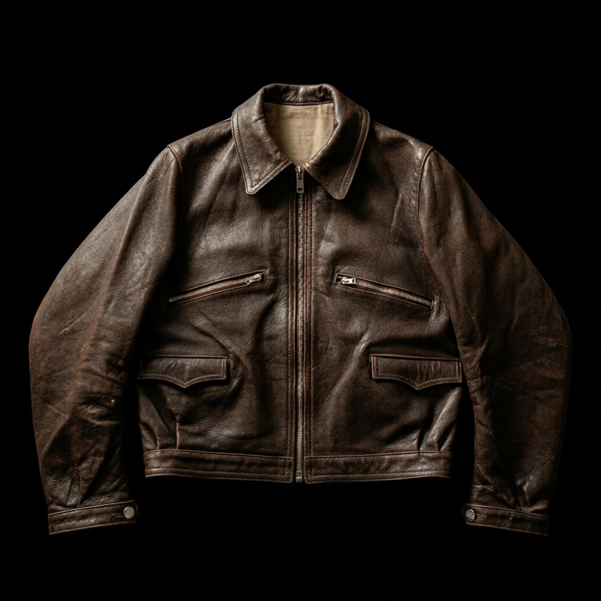 Vintage 1940s Cropped French Cyclist Leather Jacket – Blouson Cuir
