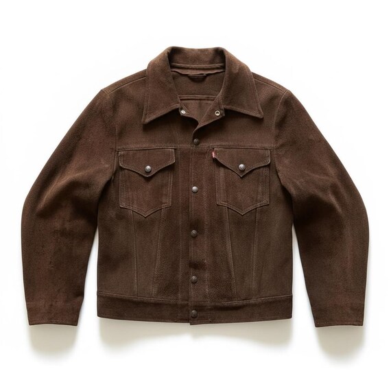 Vintage 1960s Type III Suede Trucker Jacket Brown Western Ranch Coat – Heritage Jacket Men's Button Up Oversized Leatherwear Streetwear Top
