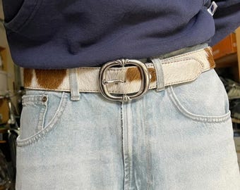 Streetwear Leather Belt with Silver Buckle Unisex