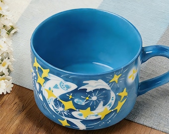 Handgemachte Pisces Tasse, handbemalte Sternzeichen Keramik Tasse