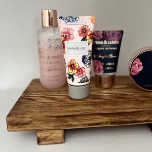Wooden countertop tray | Trivet riser | Raised display shelf | Wooden plate | Rustic | Kitchen decor stand | Bathroom counter tray |