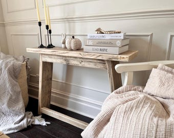 Farmhouse Style Rustic Wooden Console Table. Handmade in the UK