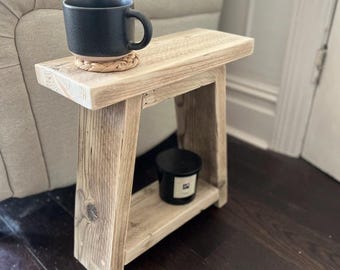 Handmade Reclaimed Wood Side Table UK – Rustic Solid Wood Furniture