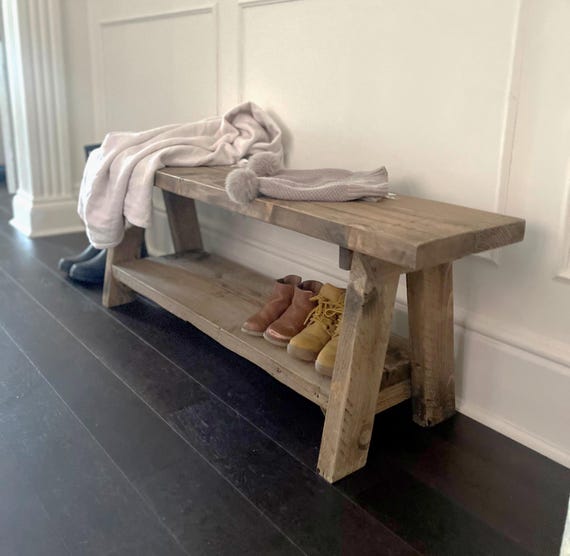 Rustic Reclaimed Wood Storage Bench: Handcrafted Farmhouse Charm