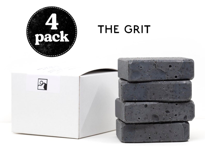 The Grit Scrub Soap, Exfoliating Soap Bar, Hand Soap, Cold Process Soap, Vegan Soap, Mens Soap, Unscented Soap 4-Pack