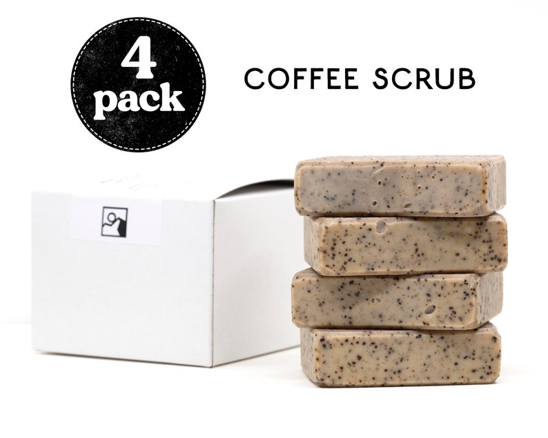 Coffee Scrub, Coffee Soap, Mens Soap, Hand Scrub, Exfoliating Scrub, Kitchen Soap, Natural Soap, Handmade Soap, Unscented Soap, Vegan Soap 4-Pack