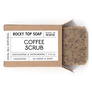 Coffee Scrub, Coffee Soap, Mens Soap, Hand Scrub, Exfoliating Scrub, Kitchen Soap, Natural Soap, Handmade Soap, Unscented Soap, Vegan Soap