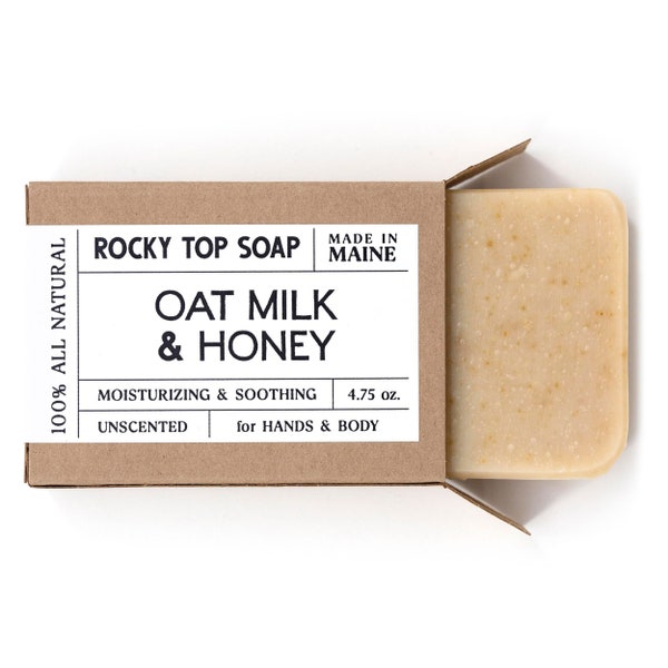 Oat Milk & Honey Soap, Soothing Natural Bar Soap with Oatmeal Milk and Raw Honey, Gentle Moisturizing Soap Bar for Face Hands and Body