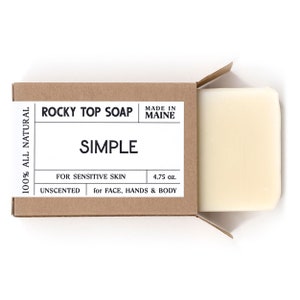 Simple Soap - All Natural Soap, Handmade Soap, Fragrance Free Soap, Vegan Soap, Sensitive Skin Soap
