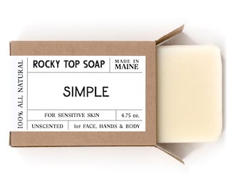 Simple Soap - All Natural Soap, Handmade Soap, Fragrance Free Soap, Vegan Soap, Sensitive Skin Soap