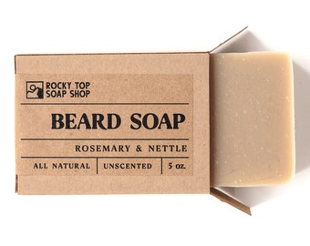 Rosemary Nettle Beard Soap, Herbal Beard Shampoo Bar, Beard Bar, Mens Skincare, Mens Self Care Beard Wash, All Natural Soap for Beards