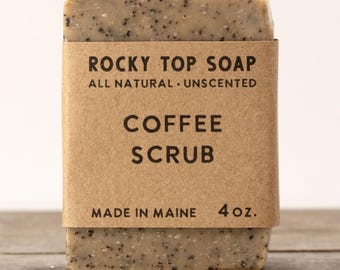 Handmade Coffee Scrub Soap - Exfoliating Kitchen Bar with Grounds, All Natural Odor-Reducing Soap