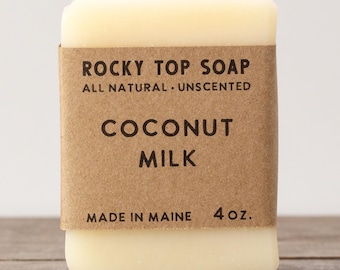 Handmade Coconut Milk Soap - Moisturizing Face Hands Body Bar, All Natural Gentle Unscented Vegan Soap