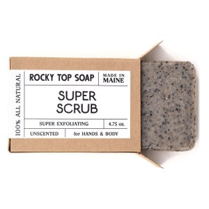 Super Scrub Soap, Exfoliating Soap Bar for Body & Hands, Handmade Soap for Men and Women, Scrubby Soap, Cold Process Artisan Soap