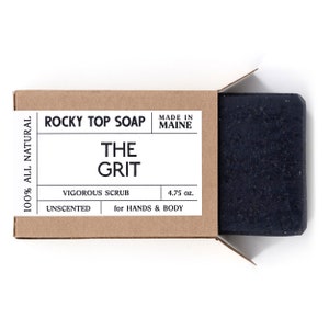 The Grit Scrub Soap, Exfoliating Soap Bar, Hand Soap, Cold Process Soap, Vegan Soap, Mens Soap, Unscented Soap 1 Bar