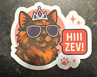 Naklejka na głowę „HIII ZEV!!!” z motywem Dungeon Crawler Carl Princess Donut w kolorze turkusowym – wycinana, fan art