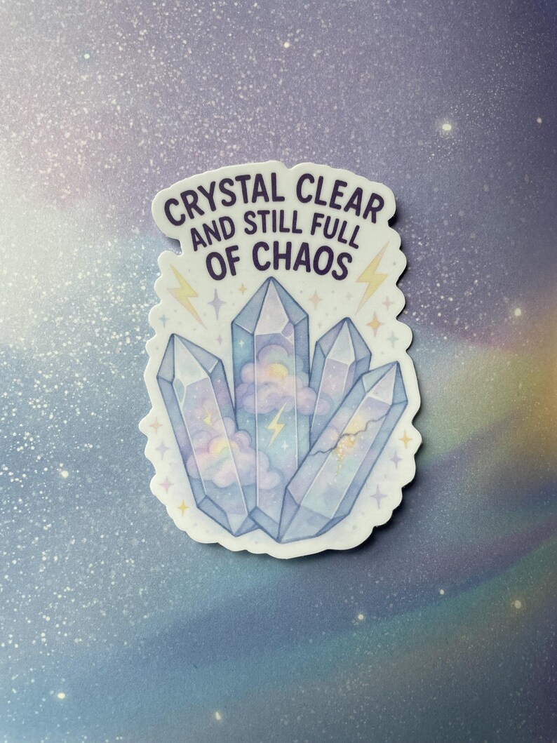Pastel Crystal Cluster Sticker: Cosmic Clouds, Lightning Bolts - Etsy