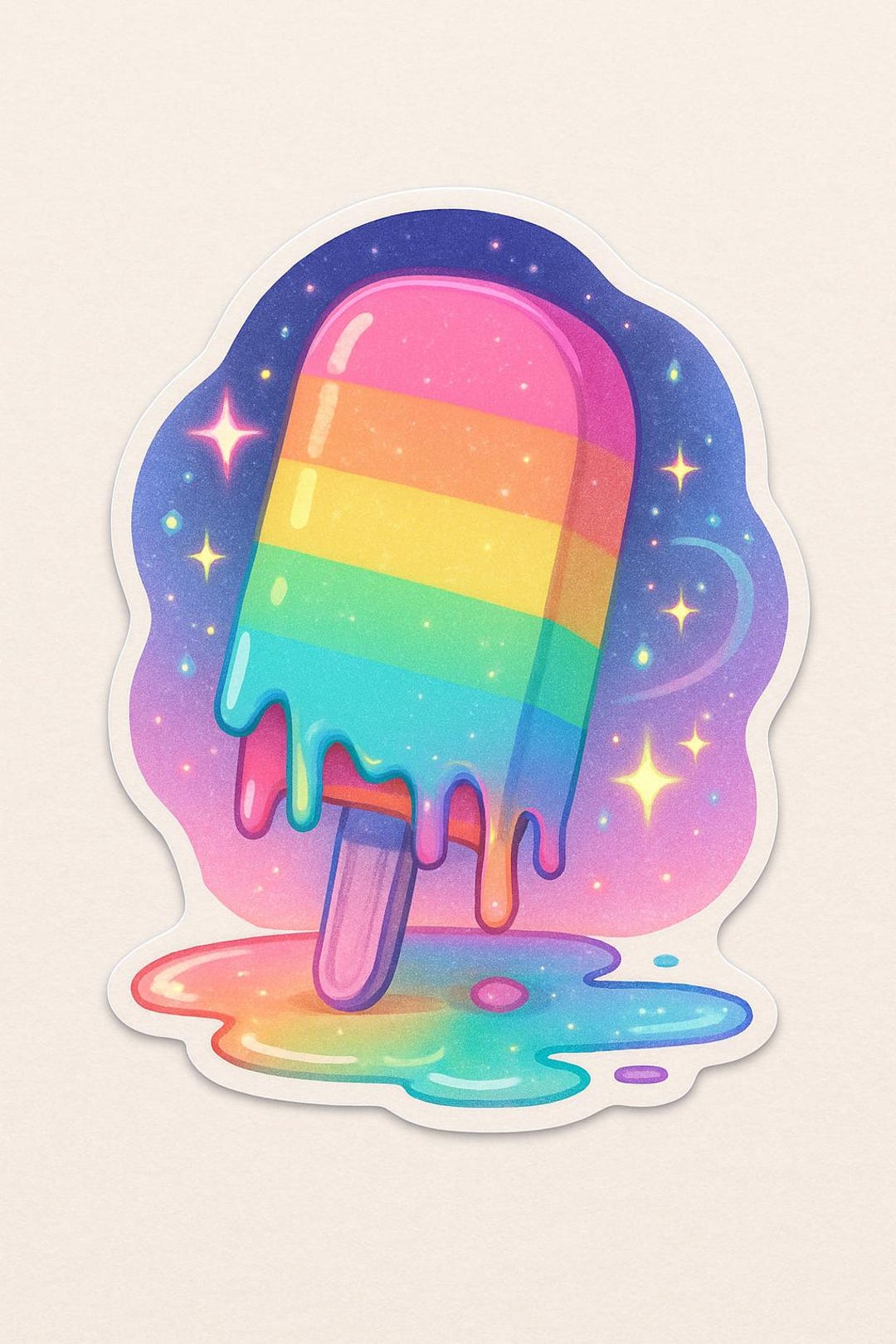 Popsicles Decal Melting Rainbow Popsicle Sticker: Cosmic Pastel Pride Vinyl Decal - Etsy