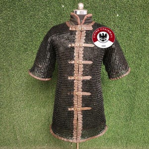 Chainmail Shirt, 10mm 16 Gauge Black Aluminium Flat Ring Dome Riveted With Solid Rings