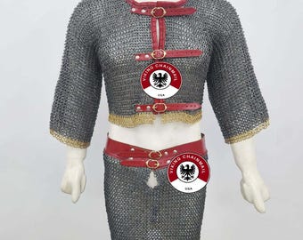 Chainmail half body Shirt with skirt (armor) 8 mm Flat Ring dome Riveted