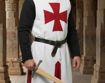 Templar Knight Tuniek Middeleeuws Katoen Crusader Cosplay Tuniek Re-enactment Kostuum