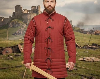 Padded Cotton Arming Doublet: Medieval Viking Gambeson Costume