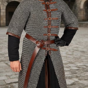 Maliënkolder maliënkolder 8 mm geklonken middeleeuws gepantserd LARP-shirt met halve mouw