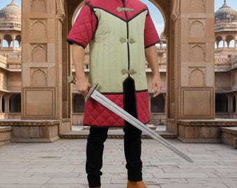 Medieval Padded Gambeson Viking Cosplay Costume - Durable Cotton, Adjustable Fit