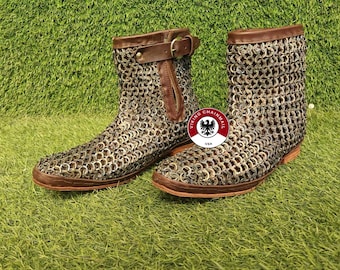 Medieval Leather chainmail Shoes-Renaissance Inspired ,Stainless steel chainmail