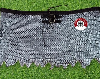 Medieval Chainmail Skirt, 8mm Flat Ring Dome Riveted With Solid Rings