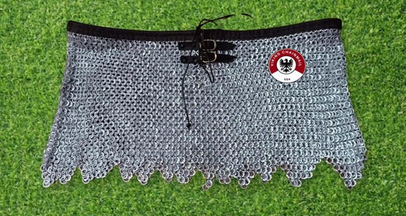 Medieval Chainmail Skirt, 8mm Flat Ring Dome Riveted With Solid Rings