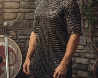 9mm Mild Steel Chainmail Shirt  Short Sleeve Hauberk LARP Armor