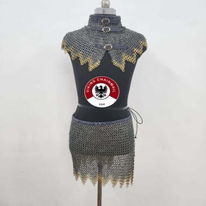 Chainmail Skirt: Brass Trim Collar 9MM Flat Ring Riveted