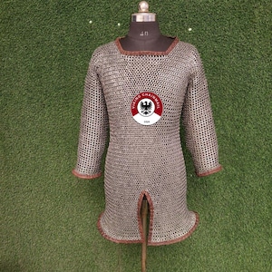 Chainmail Hauberk Shirt,  9MM Flat Ring Medieval Costume,
