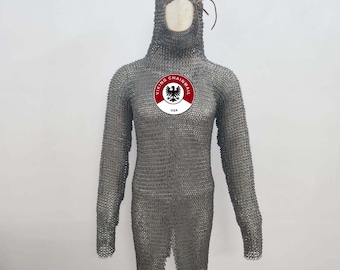 Flat Ring 9mm Riveted Chainmail Shirt & Coif – Medieval Renfaire Armor