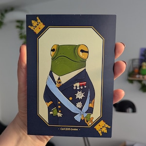 Swedish King Carl XVI Grodan Frog postcard | Art card with illustration | royal toad art