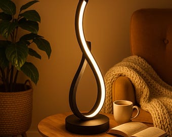 Infinity Loop LED Table Lamp – 33 cm Modern Minimalist Desk Light, USB-Powered Warm & Cool White