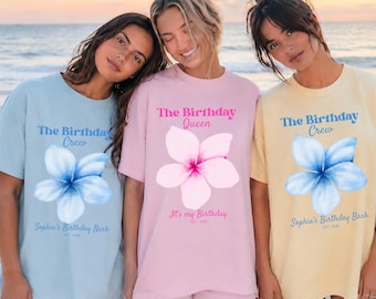 Birthday Queen Crew Matching Shirts, Custom Floral Birthday Tee, Personalized Group Birthday Shirt, Girls Trip Birthday Outfit