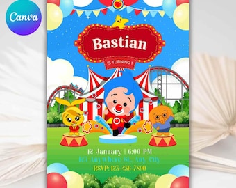Plim Plim Circus Invitation, printable template, birthday printable, plim plim invitation template, kids birthday invite, circus