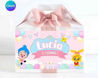 Plim Plim Rosa decoration, plim plim birthday, Plim Plim Rosa gable box printable, plim plim supplies, party favor template