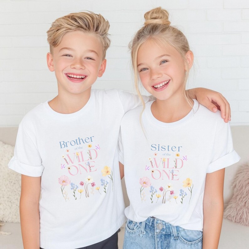 Wild One Wildflower, 1st Birthday Girl Shirts for Family Wildflower, Birthday Outfit Floral 1st Birthday Boho Wildflower Family image 3