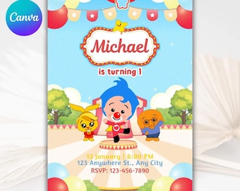 Plim Plim Circus Invitation, printable template, birthday printable, plim plim invitation template, kids birthday invite, circus