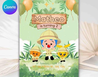 Plim Plim Safari invitation, printable template, birthday printable, plim plim invitation template, kids birthday invite, safari
