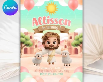 Jesus birthday invitation, Christian birthday invitation, printable invitation, invitation template, kids birthday invite