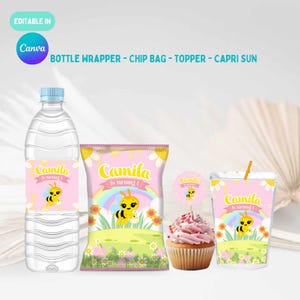 Dekoration „Kleine Biene“, Bienengeburtstag, bedruckbare Chipstüte, Bienenzubehör, Vorlage für Gastgeschenke „Kleine Biene“