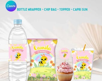 Little Bee decoration, bee birthday, printable chip bag, bee supplies, Little Bee party favor template