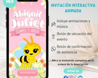 Little bee invitation, bee birthday, girl's first birthday, kids birthday invite