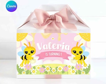 Little Bee decoration, bee birthday, Little Bee gable box printable, bee supplies, party favor template