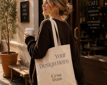 Cotton Canvas Tote Bag Mockup, OAD113 Liberty Bags, Natural, Lifestyle Shopping Bag, POD Sellers, High-Res JPG, Instant Download